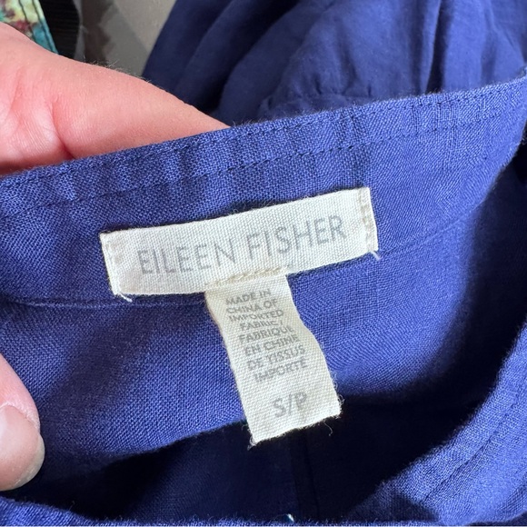 Like new! Eileen Fisher Linen Button-Up Mandarin Collar Cover Up Shirt Dress - Picture 3 of 7